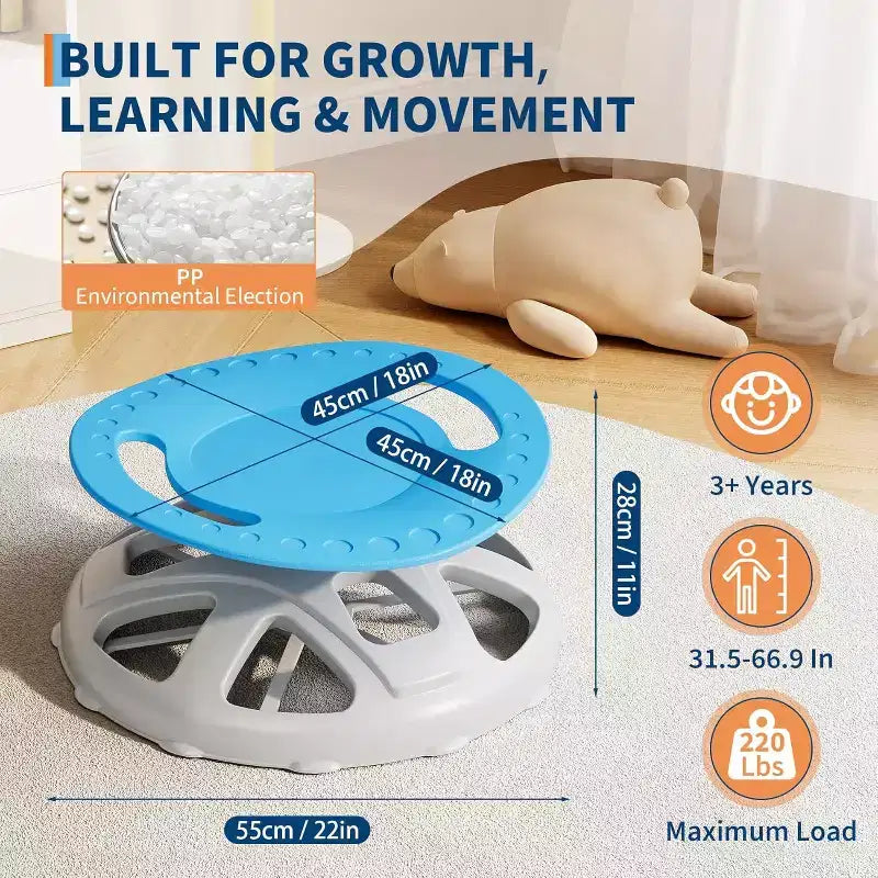 Sedia Girevole con Schienale Alto per Bambini, Blu/Verde, Posto Singolo