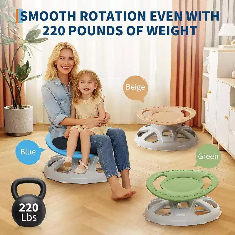 Sedia Girevole con Schienale Alto per Bambini, Blu/Verde, Posto Singolo