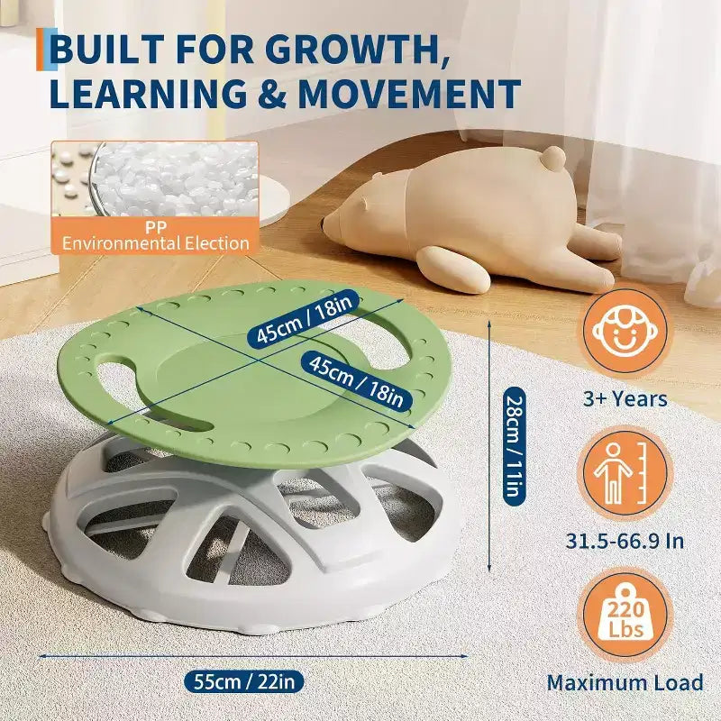 Sedia Girevole con Schienale Alto per Bambini, Blu/Verde, Posto Singolo