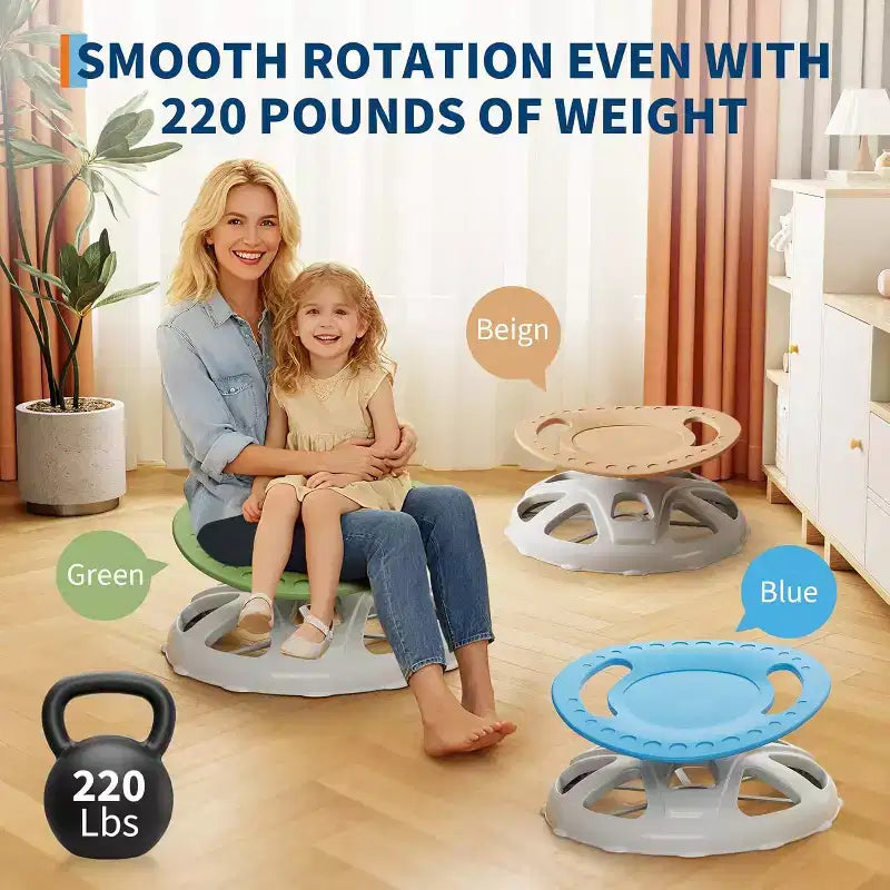 Sedia Girevole con Schienale Alto per Bambini, Blu/Verde, Posto Singolo