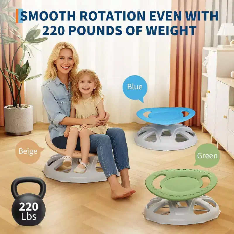 Sedia Girevole con Schienale Alto per Bambini, Blu/Verde, Posto Singolo