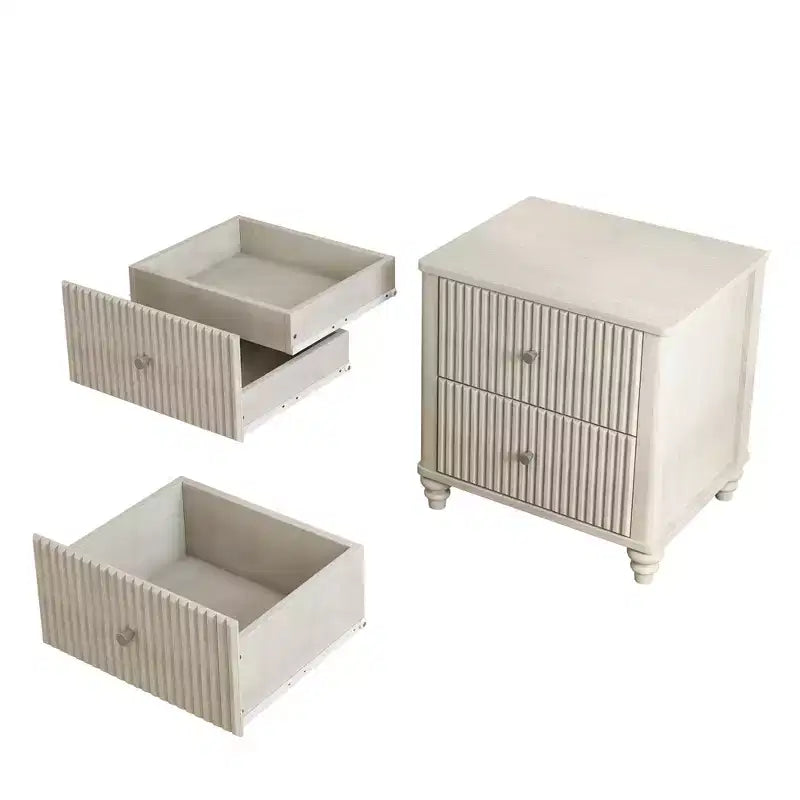 Set camera da letto 3 pezzi beige/noce – Letto matrimoniale/king size e 2 comodini