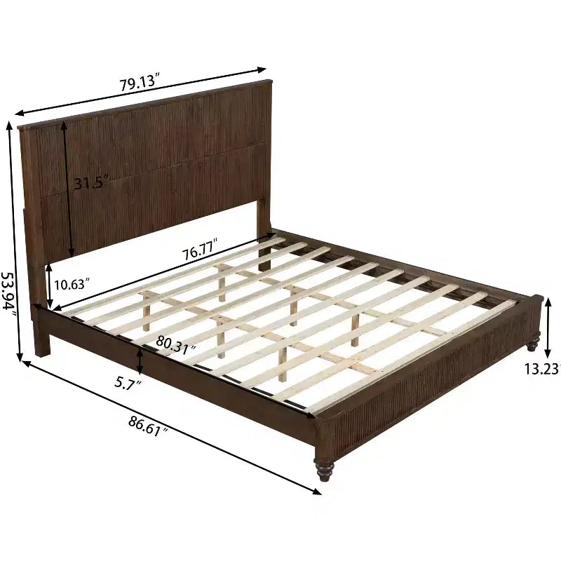 Set camera da letto 3 pezzi beige/noce – Letto matrimoniale/king size e 2 comodini