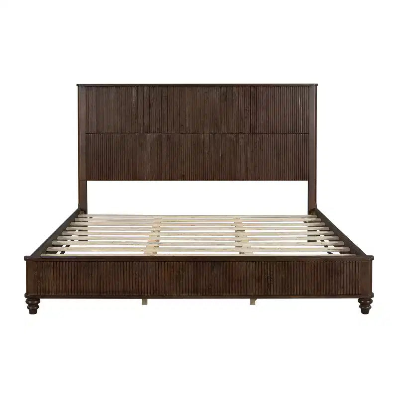 Set camera da letto 3 pezzi beige/noce – Letto matrimoniale/king size e 2 comodini