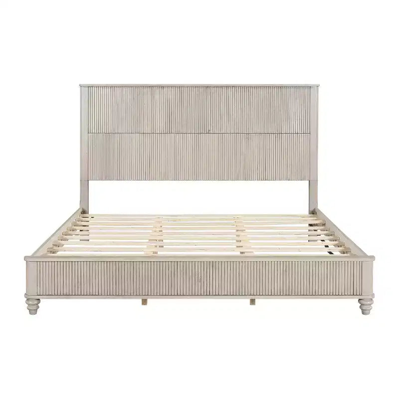 Set camera da letto 3 pezzi beige/noce – Letto matrimoniale/king size e 2 comodini
