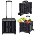 Foldable Utility Cart with Telescoping Handle, 80 lb Capacity Portable Rolling Crate Handcart for Travel, Shopping and Office Use, Black