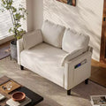 Okak Modern Small Soft Corduroy Loveseat Sofa with Pillows & Side Pockets,Solid Wood Frame Futon Couch for Living Room,Dorm
