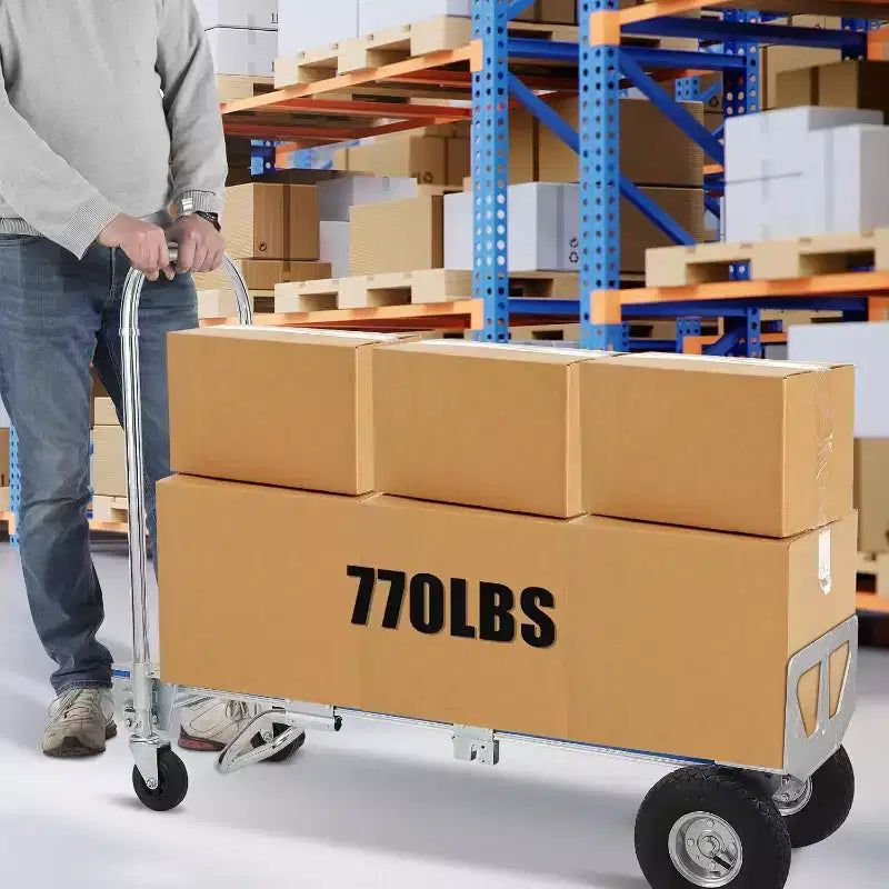 Carrello a mano convertibile 2-in-1 nero e argento, 1 persona