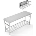 48*24 Inch Heavy-Duty Stainless Steel Folding Table with Undershelf | Commercial/Home Workstation for Food Prep & Catering