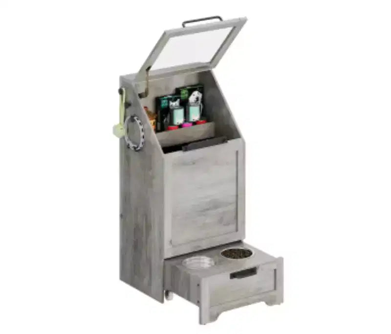 MDF, PB & Iron Flip-top Dog Food Storage Cabinet,