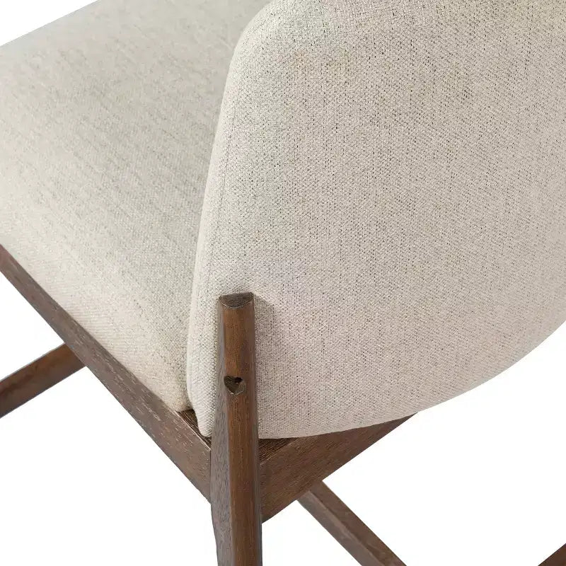 Sgabello da bancone rustico naturale/noce e beige, schienale curvo, set da 4