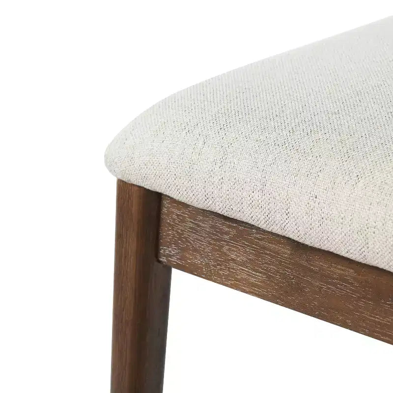 Sgabello da bancone rustico naturale/noce e beige, schienale curvo, set da 4