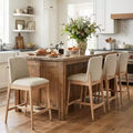 Christopher Knight Home Alexandra Farmhouse Rubberwood Upholstered Counter Stools with Curved Backrest (Set of 4)