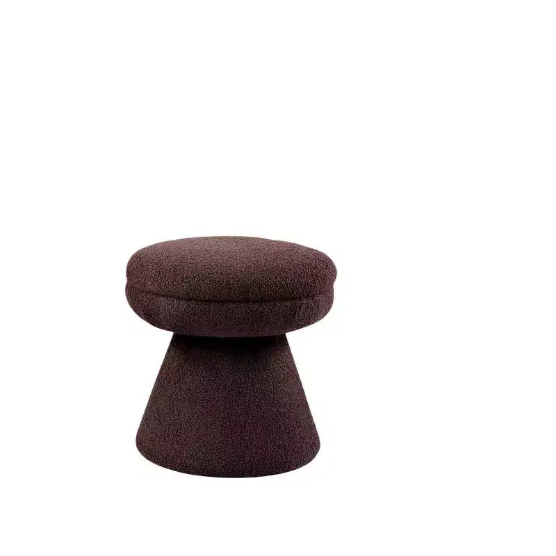 Sgabello d'appoggio a forma di fungo beige/marrone/verde/arancione, tessuto Teddy, 1 posto a sedere