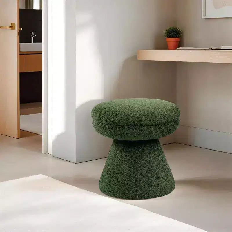 Sgabello d'appoggio a forma di fungo beige/marrone/verde/arancione, tessuto Teddy, 1 posto a sedere