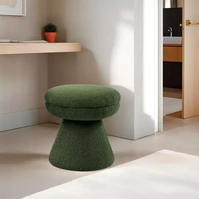 Sgabello d'appoggio a forma di fungo beige/marrone/verde/arancione, tessuto Teddy, 1 posto a sedere
