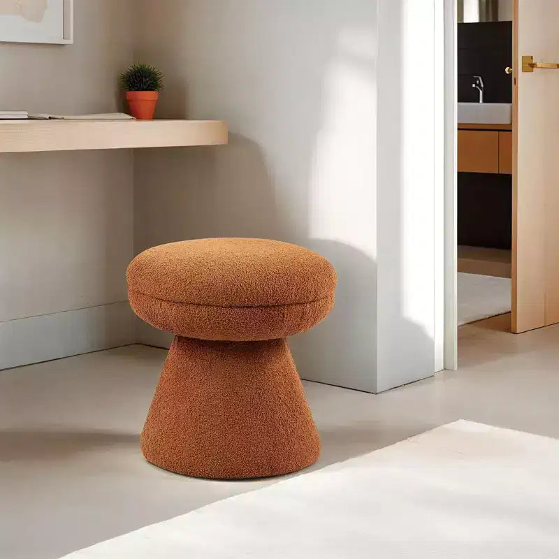 Sgabello d'appoggio a forma di fungo beige/marrone/verde/arancione, tessuto Teddy, 1 posto a sedere
