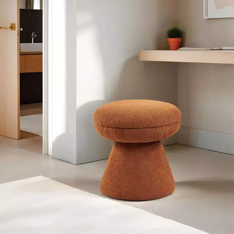 Sgabello d'appoggio a forma di fungo beige/marrone/verde/arancione, tessuto Teddy, 1 posto a sedere