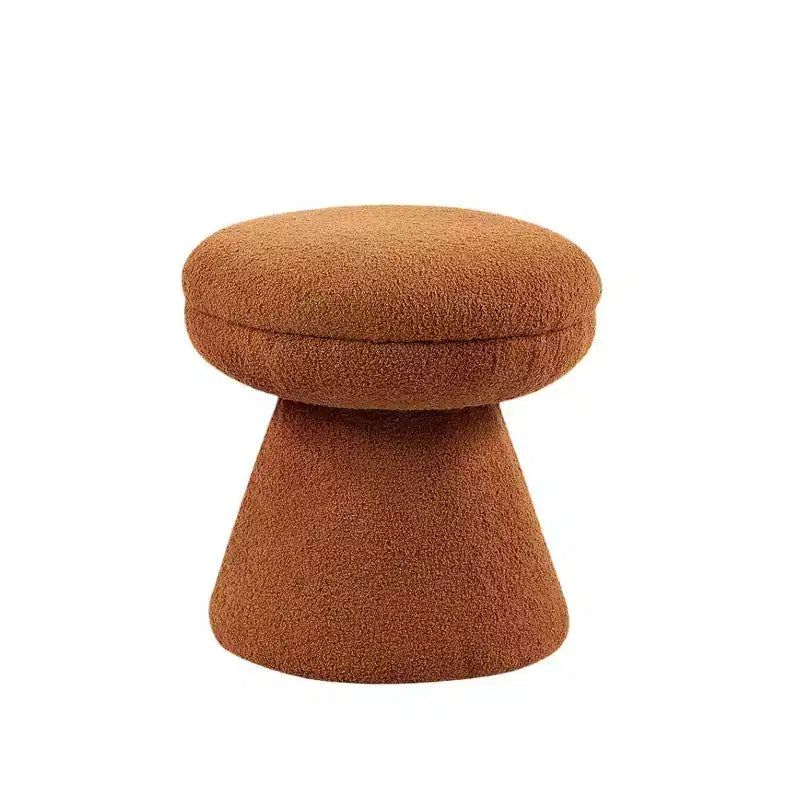 Sgabello d'appoggio a forma di fungo beige/marrone/verde/arancione, tessuto Teddy, 1 posto a sedere