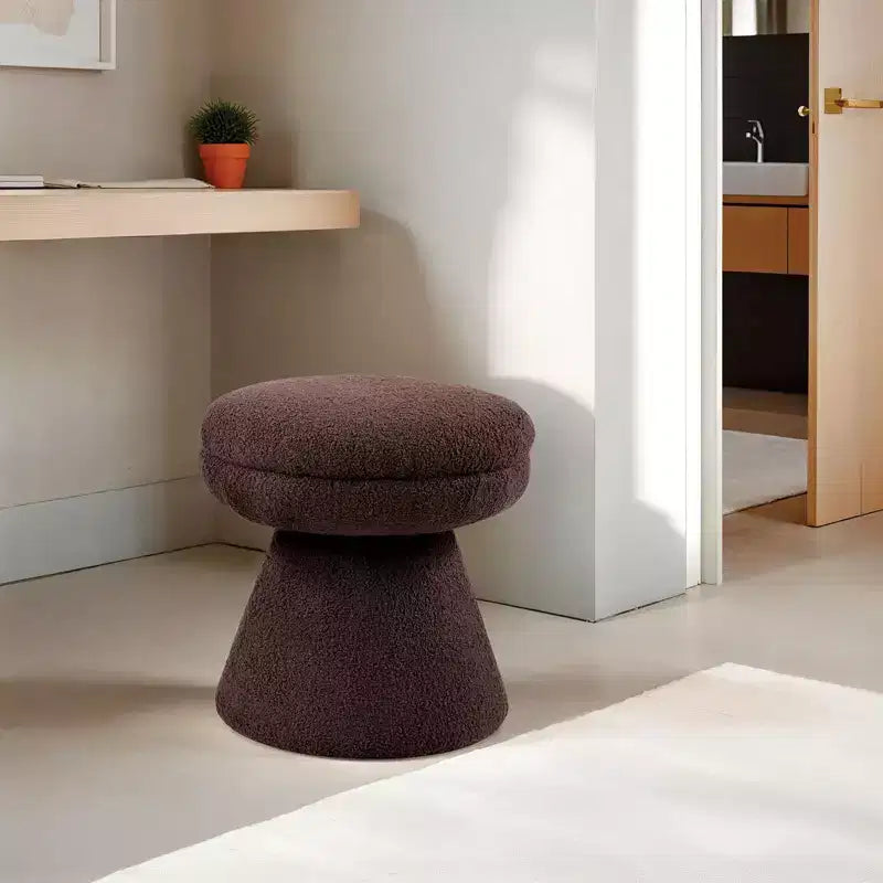 Sgabello d'appoggio a forma di fungo beige/marrone/verde/arancione, tessuto Teddy, 1 posto a sedere