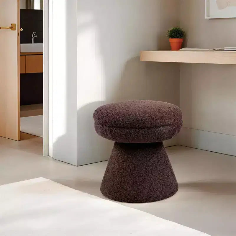 Sgabello d'appoggio a forma di fungo beige/marrone/verde/arancione, tessuto Teddy, 1 posto a sedere