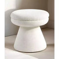 TUYOHW 17.5 Mushroom Shape Accent Stool,Round Top Teddy Fabric Ottoman with Pedestal Base,Shearling-Like Pouf for Living Room,Bedroom,Entryway