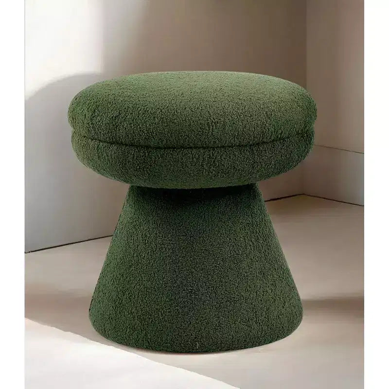 Sgabello d'appoggio a forma di fungo beige/marrone/verde/arancione, tessuto Teddy, 1 posto a sedere