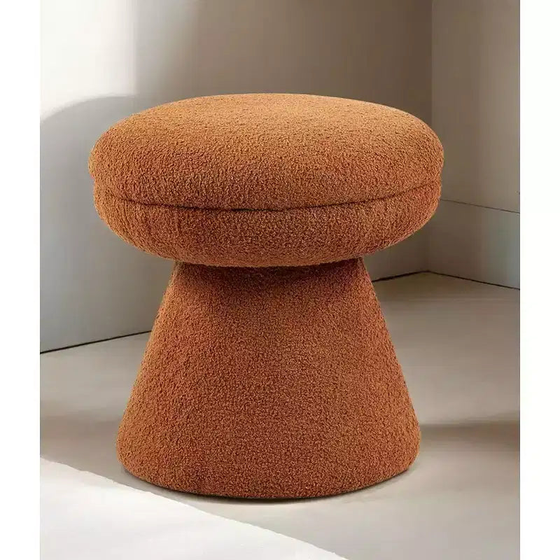 Sgabello d'appoggio a forma di fungo beige/marrone/verde/arancione, tessuto Teddy, 1 posto a sedere