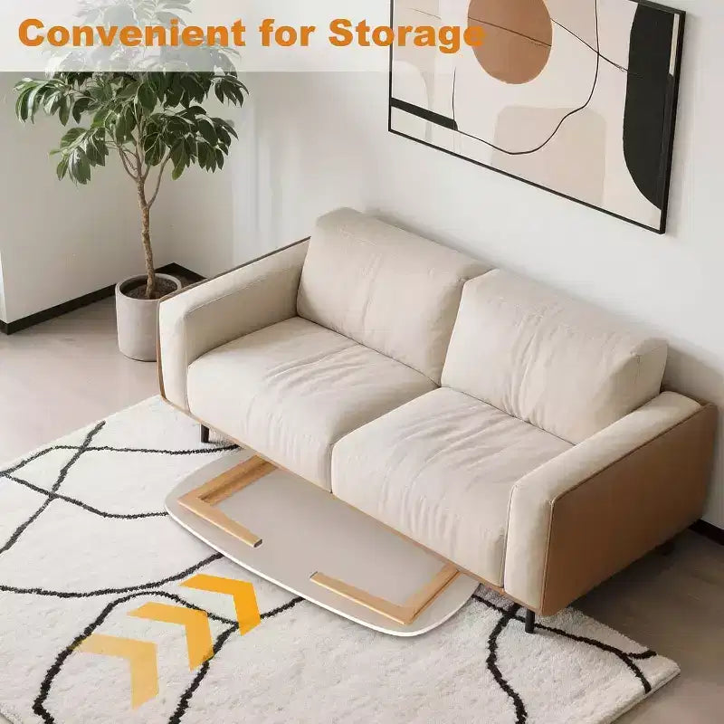 Tavolino basso pieghevole in legno, colore naturale/bianco, 1 persona