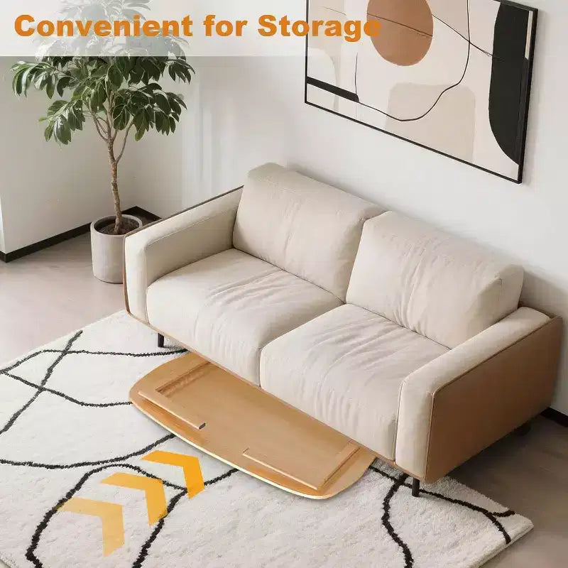 Tavolino basso pieghevole in legno, colore naturale/bianco, 1 persona