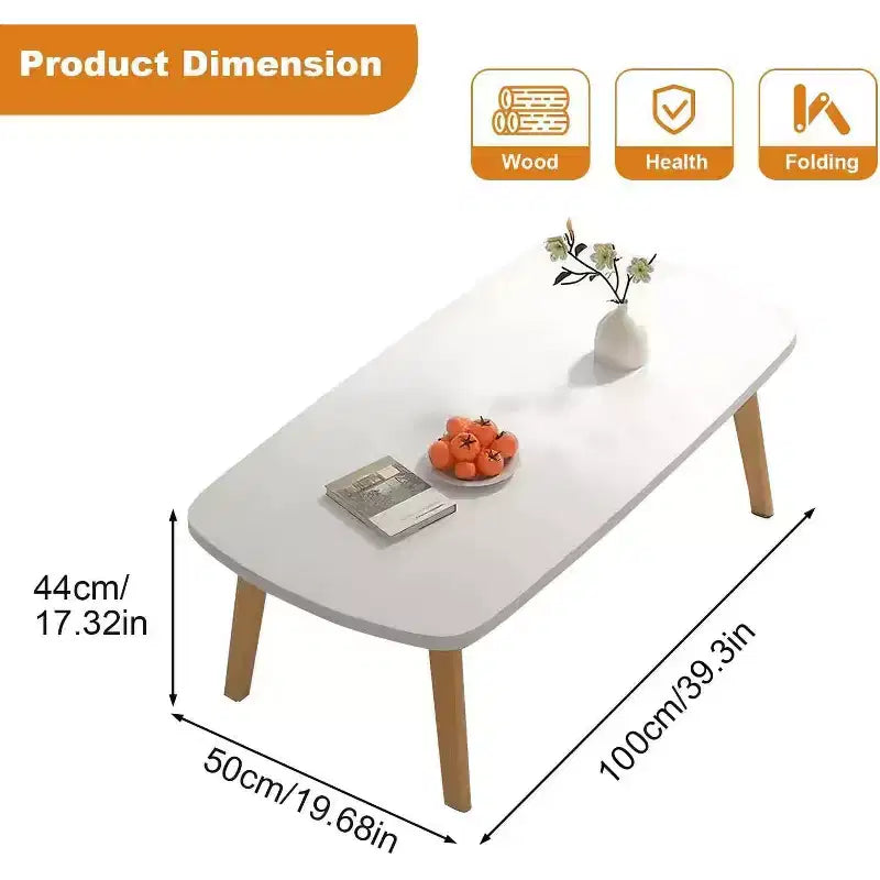 Tavolino basso pieghevole in legno, colore naturale/bianco, 1 persona