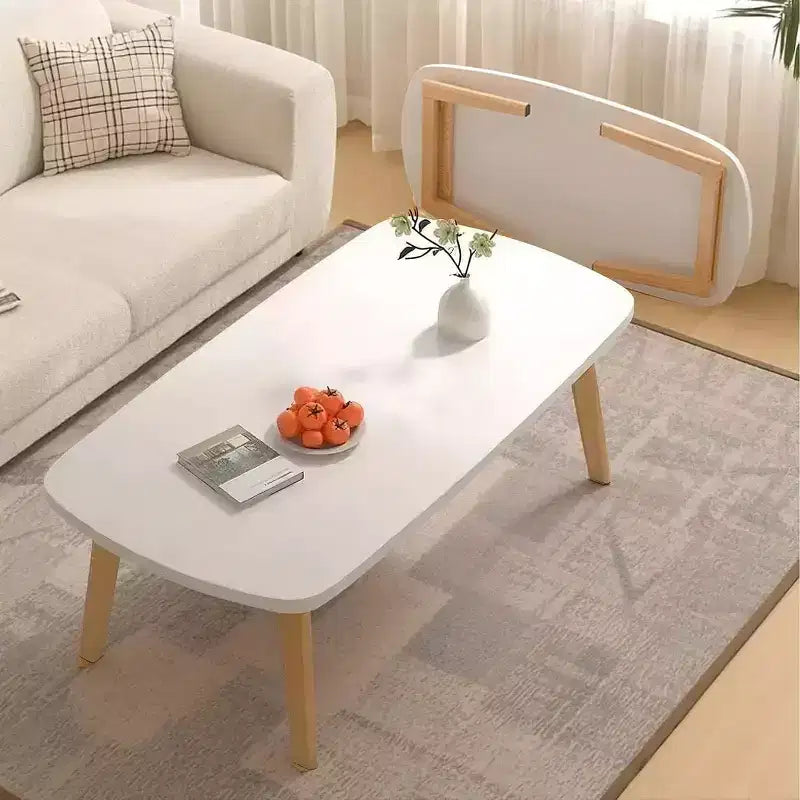 Tavolino basso pieghevole in legno, colore naturale/bianco, 1 persona