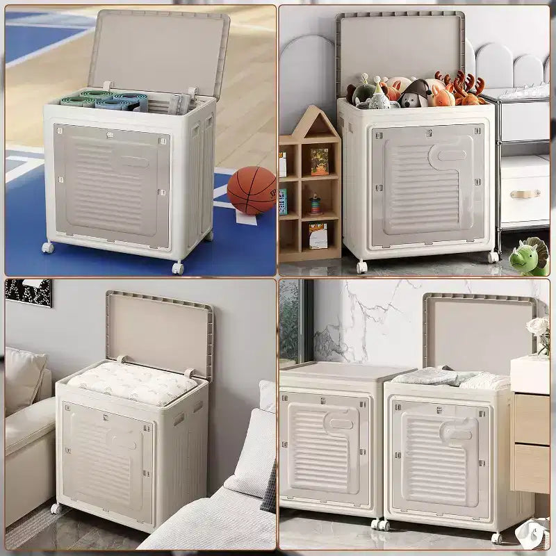 Cesto Portabiancheria Grigio Pieghevole su Ruote con Coperchio, 150L, 1 Persona
