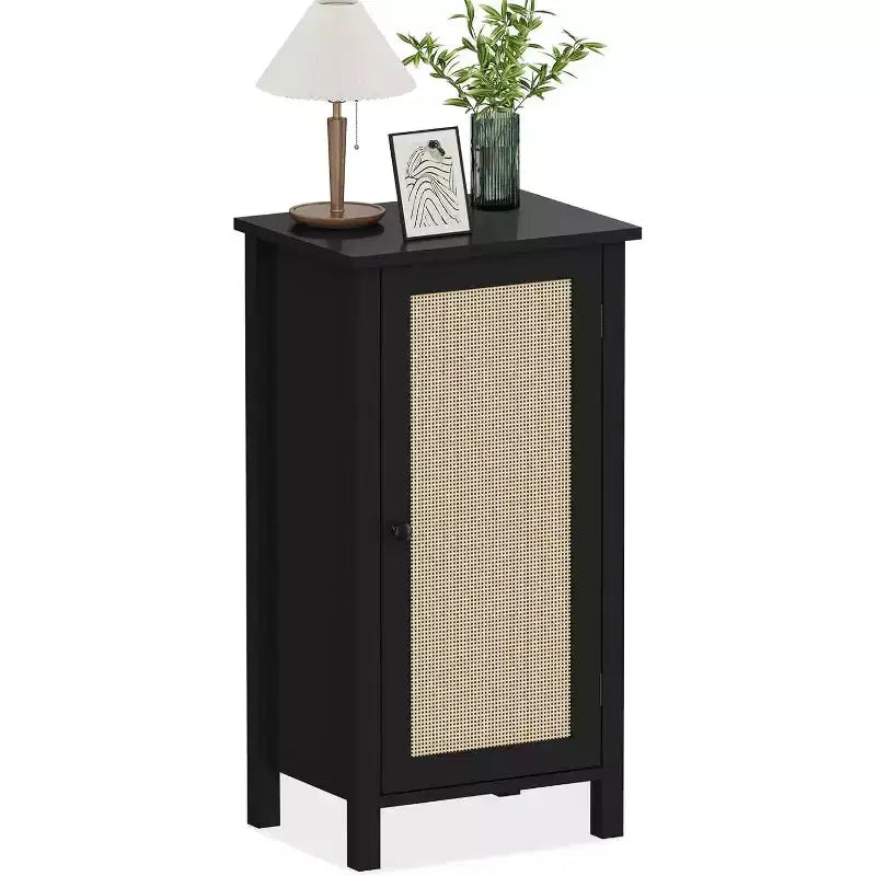 Farmhouse Nightstand,16 Inch Modern Boho Bedside Table with Large Drawer,Solid Wood Top & Metal Legs,End Table Accent Cabinet for Bedroom,Living Room