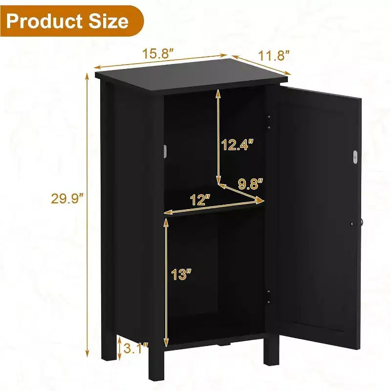 Comodino nero in legno con cassetto, 1 posto, stile rustico bohémien