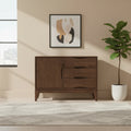 Pearson Solid Wood 42 inch Wide Mid Century Modern 3 Drawer Sideboard in Walnut Brown