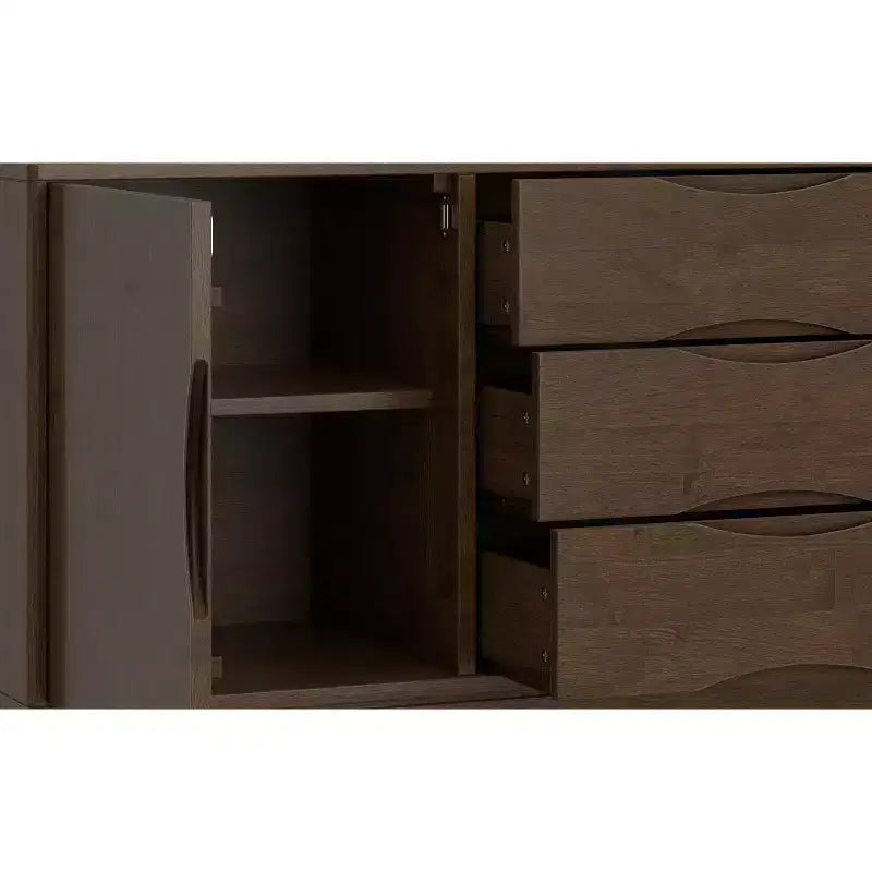Madia a 3 cassetti mid-century moderna in noce marrone