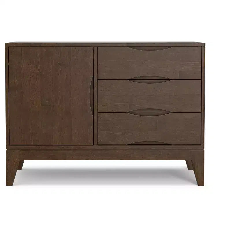 Madia a 3 cassetti mid-century moderna in noce marrone