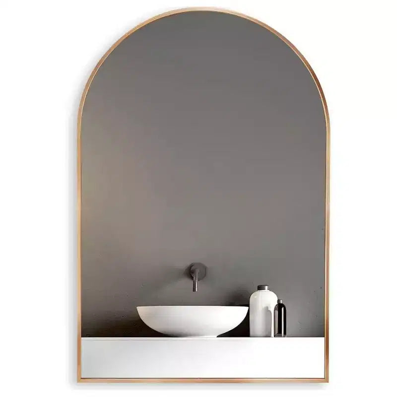 Specchio da parete ad arco 20"x30", nero/oro/argento, struttura moderna in metallo, singolo