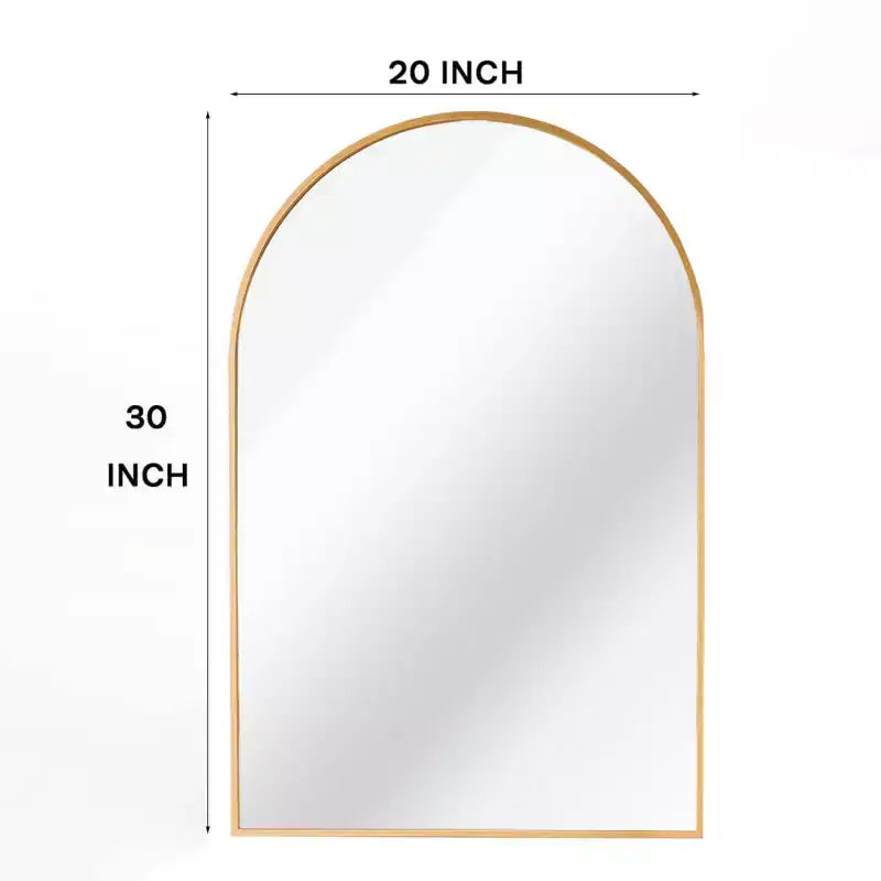 Specchio da parete ad arco 20"x30", nero/oro/argento, struttura moderna in metallo, singolo