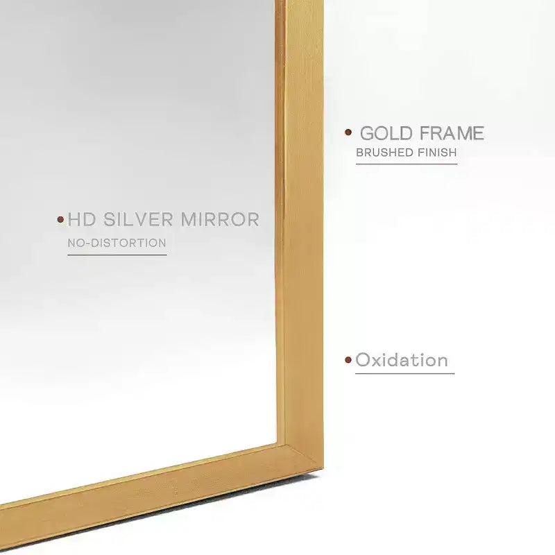 Specchio da parete ad arco 20"x30", nero/oro/argento, struttura moderna in metallo, singolo