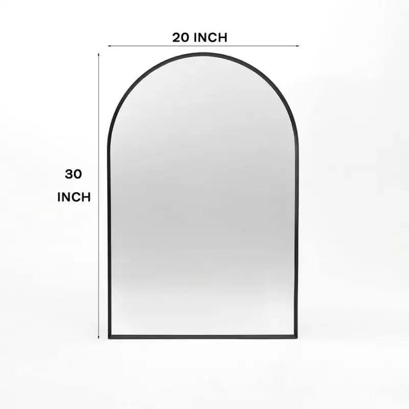 Specchio da parete ad arco 20"x30", nero/oro/argento, struttura moderna in metallo, singolo
