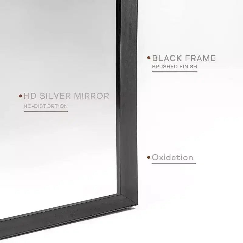 Specchio da parete ad arco 20"x30", nero/oro/argento, struttura moderna in metallo, singolo