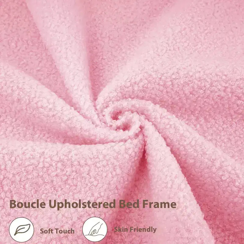 Letto matrimoniale imbottito beige/grigio/rosa con testiera LED, vano contenitore e cassetto – 1 persona