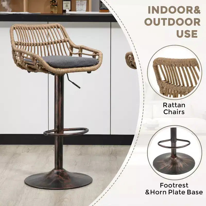 Sgabello da bar girevole in tessuto beige/blu/grigio/verde/arancione/rosso con cuscino, altezza regolabile, 1 posto