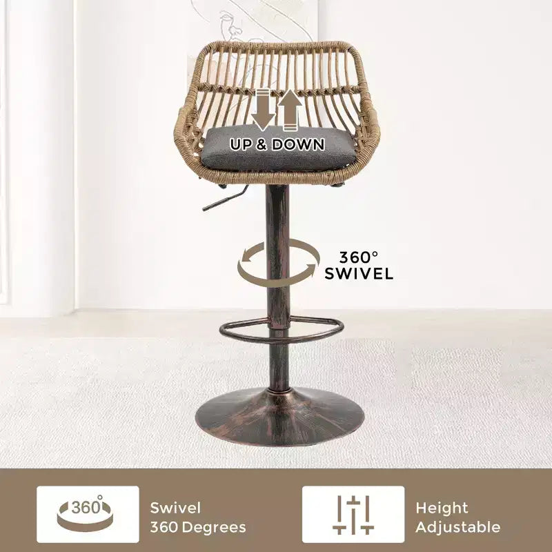 Sgabello da bar girevole in tessuto beige/blu/grigio/verde/arancione/rosso con cuscino, altezza regolabile, 1 posto