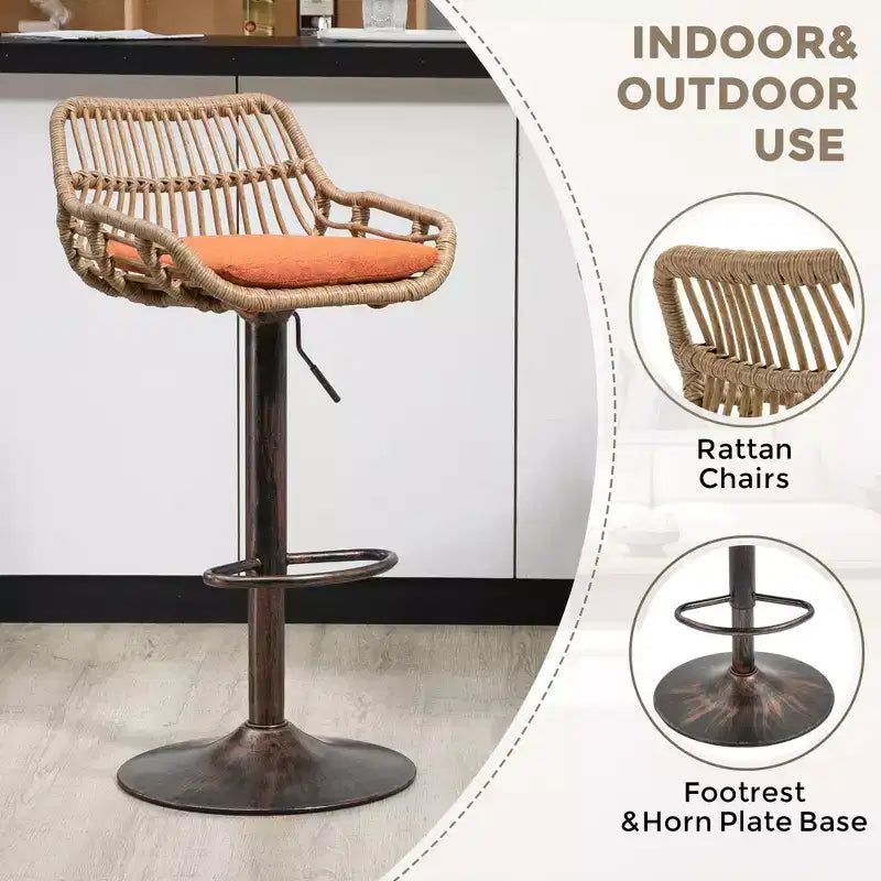 Sgabello da bar girevole in tessuto beige/blu/grigio/verde/arancione/rosso con cuscino, altezza regolabile, 1 posto