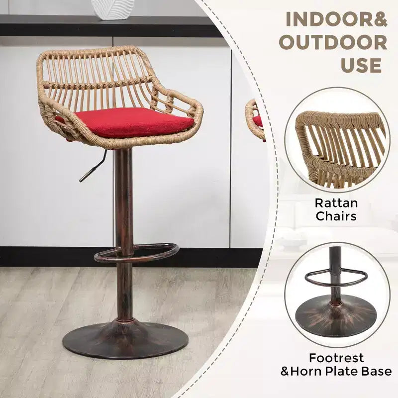 Sgabello da bar girevole in tessuto beige/blu/grigio/verde/arancione/rosso con cuscino, altezza regolabile, 1 posto