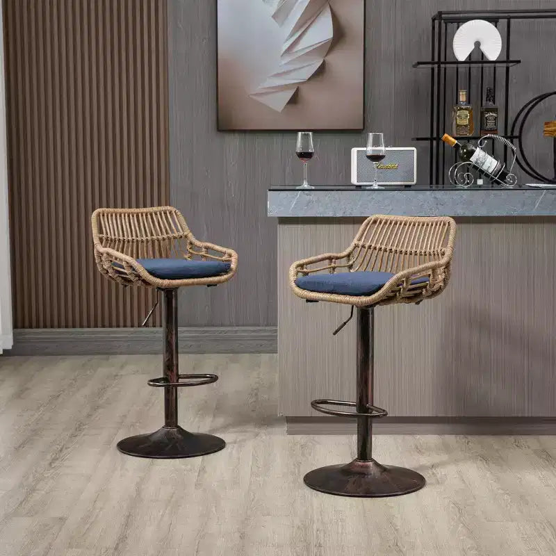 Sgabello da bar girevole in tessuto beige/blu/grigio/verde/arancione/rosso con cuscino, altezza regolabile, 1 posto