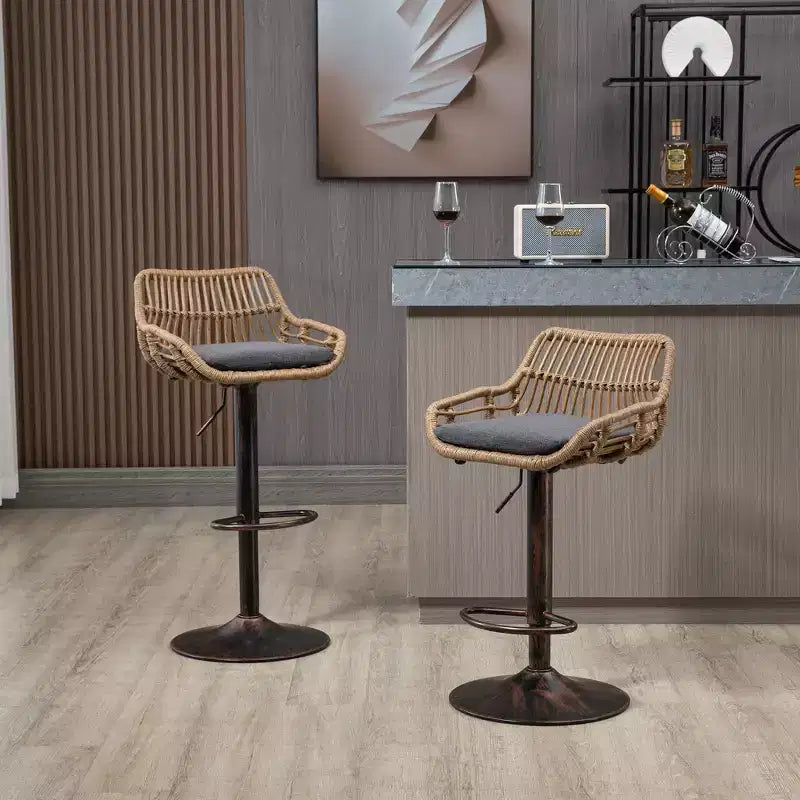 Sgabello da bar girevole in tessuto beige/blu/grigio/verde/arancione/rosso con cuscino, altezza regolabile, 1 posto